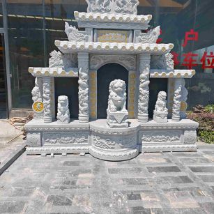 聊城芝麻白中国黑石材套墓 花岗岩墓碑
