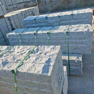 聊城芝麻白自然面整石 坐凳